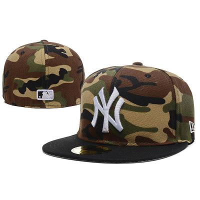 China Wholesale Simple Embroidered 6 Striped Panel Sunshade Flat Hat Adjustable Sports Camouflage Baseball Fitted Hats Custom Logo for sale