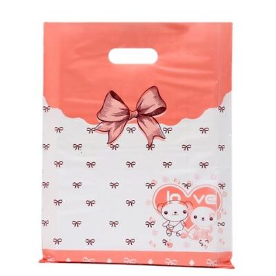 China Disposable Plastic Handle Shopping Bag With Your Own Logo / Custom Printed Gusset Side Plastic Die Cut Suitcase for sale