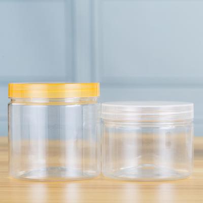 China Round Shape Pet Transparent Empty Food Stash Plastic Jar And Lid For Spice Packaging for sale