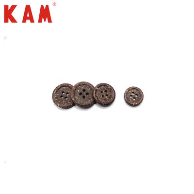 China Eco - Friendly Custom Faux Wood Style Resin Button 4 Holes for sale