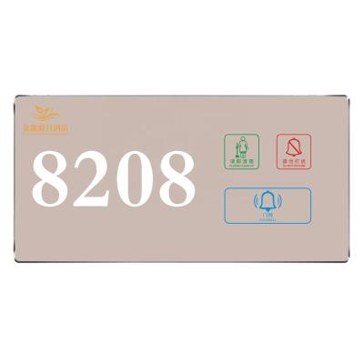 China High-end Hotel Panel Silver Gold Frame Touch Screen Lighting Smart Electronic Doorplate Electronic Sign GLMZK-MPB1-4 for sale