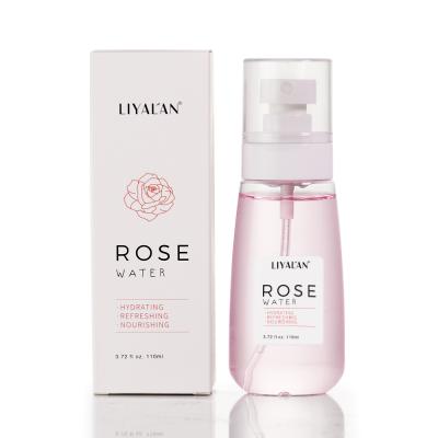 China Custom Made Private Label 110ML Skin Care Face Spray Natural Organic Hydrating Facial Hydration Mist Rose Water Toner for sale