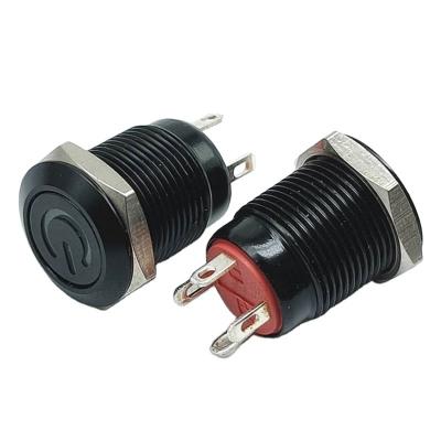 China 12mm 12v Metal Button Lampless Switch Latching 12mm Momentary Led Push Button Switches Flat Head / High Head for sale