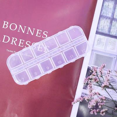 China Sustainable Wholesale 12 cells Nail Box Clear Nail Diamond Box Nail Art Container for sale