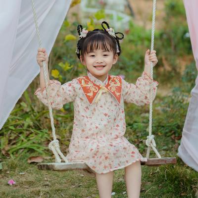 China Hot selling fashion children's clothing traditional style polyester sweet Chinese girl dress floral dress for sale