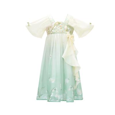 China Polyester original design Hanfu green ancient dress, fashionable foreign style Chinese Jiang Ning style for sale