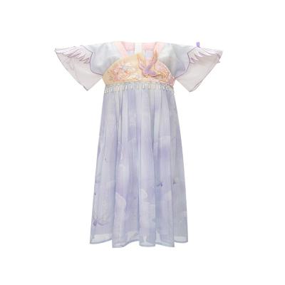 China Polyester Han Girl's Original Design Advanced Yunxi Blue Embroidered Dress for sale