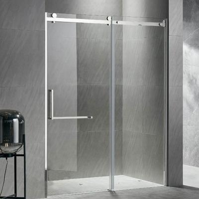 China Modern Porcelain Design Bathroom Frameless Shower Glass Door Single Shower Screen for sale