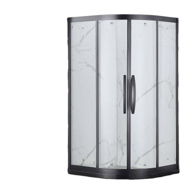 China Modern Black Bathroom Hotel Room Shower Cubicle Arc View Glass Shower for sale