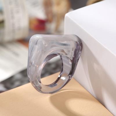 China New Arrival CLEAR Chunky Ring Jewelry High Fashion Transparent Colorful Acrylic Made Geometric Square Shape Resin Rings for sale