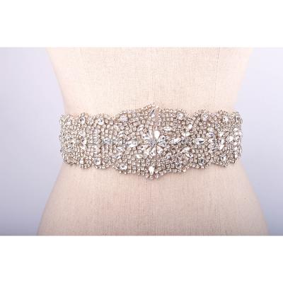 China Cheap Studded Belt Crystal Woman Design Belt Applique From China Polyester For Wedding Dress Rhinestone Sash Belt for sale