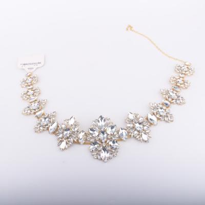 China TRENDY Metallic Chain Necklace Patch Applique With Rhinestone Bead for sale