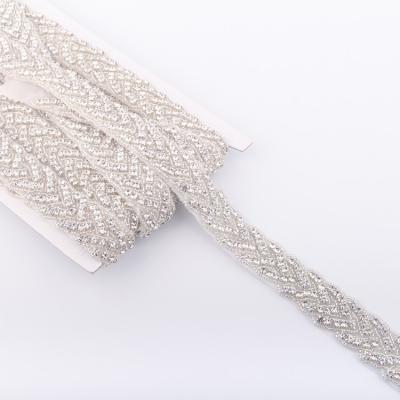 China Home Textile Diamond Rhinestone Bead Embroidery Lace Ribbon Ethnic Trim for sale