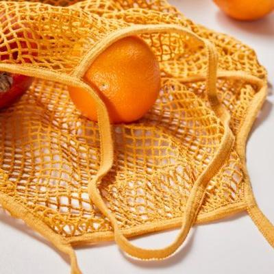 China Cotton Mesh Net Storage Fruit Vegetable Organizer Shopping Bag Beach Net Bag Canvas Net Bag for sale