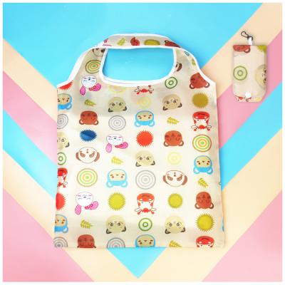 China Wholesale Custom Foldable Printed Eco Friendly Shopping Grocery Bag Folding Pouch Tote Bags Polyester Folding Grocery Bag for sale