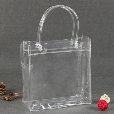 China Factory Supply Portable Plastic Bags Transparent PVC Waterproof Buying Tote Bags Custom Cosmetic Bag Printed Logo for sale