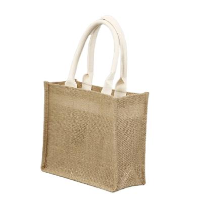 China Factory Supply Handled Jute Bags Wholesale Portable Jute Bags Online Customized LOGO Jute Jute Bag Tote Shopping for sale