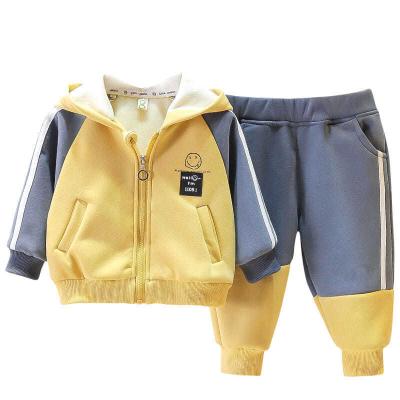 China Children Anti-Shrink Plus Velvet Thickened Hoodies Boys Clothing Sets for sale