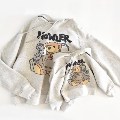 China 2021 Spring Cotton Hoodies Sweater Anti-shrink Solid For A Family Of Three And Four Parent-child Full Long Sleeve Family Outerwear for sale