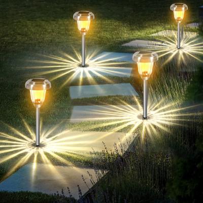 China Amazon hot sale fancy patterns+lighting beam 8 packs solar garden led lights outdoor waterproof solar powered landscape lighting for walkway yard patio for sale