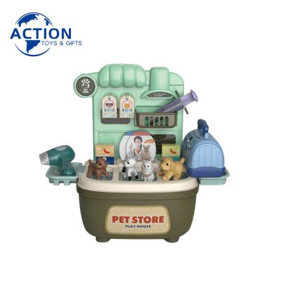 China PP 2 in 1 DIY Play House Kids Pet Care Working Pet Care Shop Office Villa Villa Toy Little Doctor Play Toys for sale