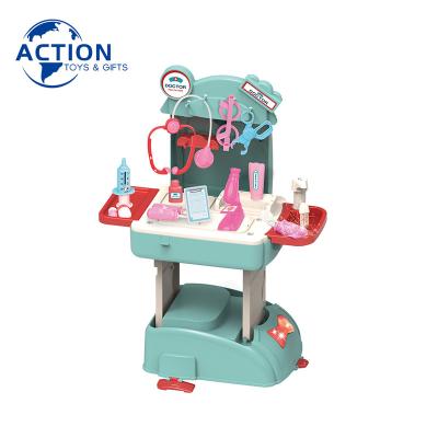 China pp 2 in 1 plastic box interesting multifunctional children doctor hospital toy children school bag packing with light and music for sale