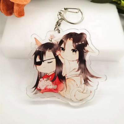 China Wholesale Custom Cute Gift Key Chains Double Side Printed Clear Anime Glitter Colored Acrylic Key Chain for sale