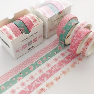 China High Quality Custom Printed Decorative Floral Paper Tape Waterproof Self Adhesive Colored Washi Tape for sale