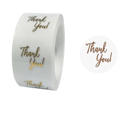 China Custom 500 Pcs 1 Inch Clear Transparent Waterproof Custom Thank You Stickers Label Sticker Roll for sale