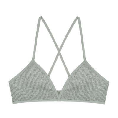 China Women Girls Antibacterial Simple Comfortable Radio Rib Cotton Triangle Bralette Thin Padded Bra Wholesale for sale