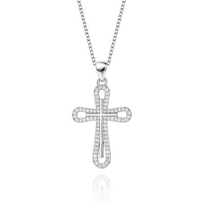 China Wholesale European and American Hiphop Cross Pendant Necklace s925 Sterling Silver Clavicle Chain Jesus Christmas Jewelry for sale