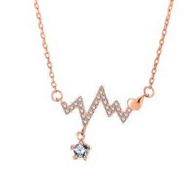 China FASHIONABLE Heartbeat Clavicle Chain Personality Necklace s925 Sterling Silver Female Niche Design Sense for sale