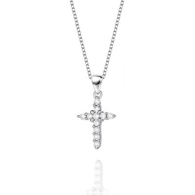 China Hiphop manufacturer directly supply s925 sterling silver cross necklace diamond jewelry clavicle chain for sale