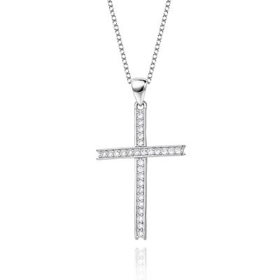 China Hiphop manufacturer directly supply s925 sterling silver cross necklace diamond jewelry clavicle chain for sale