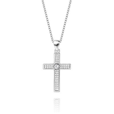 China Hiphop manufacturer directly supply full diamond s925 sterling silver cross hip hop pendant necklace jewelry for sale