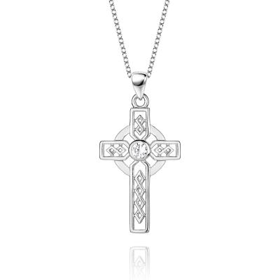 China Hiphop manufacturer directly supply fashionable s925 silver diamond cross necklace accessories pendant clavicle chain for sale