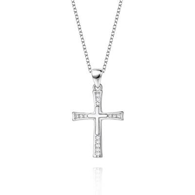 China Hiphop manufacturer directly supply fashionable s925 silver diamond cross necklace accessories pendant clavicle chain for sale