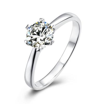 China FASHIONABLE Fashionable six-claw simple love temperament diamond ring Moissan s925 sterling silver ladies ring for sale