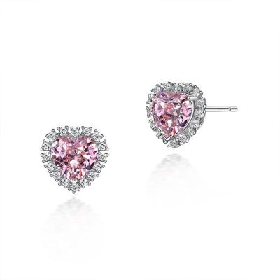 China New FASHIONABLE Heart Shaped Sterling Silver Earrings 8*8 Ice Flower Cut 5 Carat Giant Flash Small Diamond Earrings Gift For Women for sale