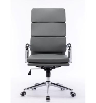 China Wholesale Modern Leather Premium Executive Chair Premium Leather Executive Chair Adjustable Ergonomic Swivel Chair PU Armrest Swivel Office High Back Ergonomic Chrome for sale