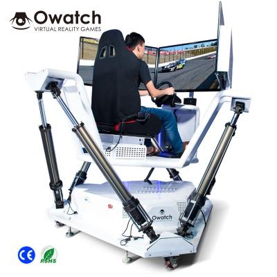 China Metal Racing Driving Virtual Reality Simulator With 3 Screens 6 Degree Freedom Game Machine for sale