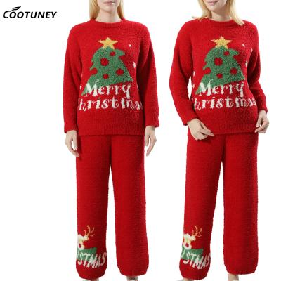 Китай High Quality Two Piece Loungewear Christmas Clothing Home Sleepwear Women Fleece Pajamas продается