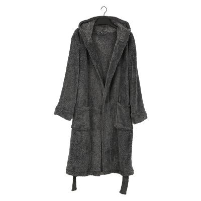 Китай Winter Velvet Fleece Flannel Pajamas Long Hooded Gray XL Thermal Men shower Robe продается