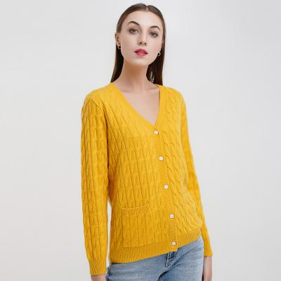 China Superior Quality Pure Cashmere Cardigan Double Pocket Ramie With Computer Knitted Technology for sale