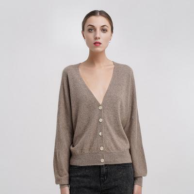 China Good-material high-end completely 100% pure cashmere v neck cardigan for sale