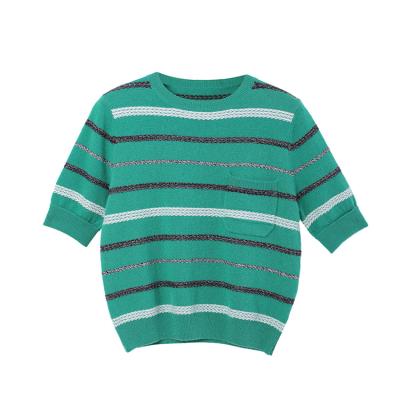 中国 Stylish Shoulder Button Knitted Pullover Sweater Short Sleeves 100% Wool Fashion 販売のため