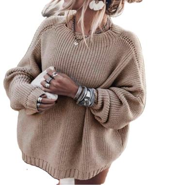 China Women's Oversized Sweaters Batwing Sleeve Mock Neck Jumper Tops Chunky Knit Pullover Sweater zu verkaufen