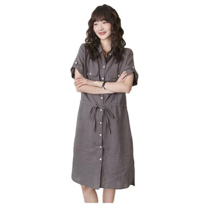 中国 New look fashion casual summer beach short sleeve clothes fat women dress model with button 販売のため