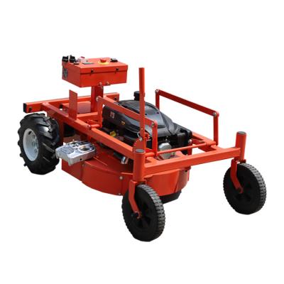 China Single Cylinder 4-Stroke Crawler Rubber Self-Propelled Garden Robot Mini Gasoline Remote Control Lawn Mower For Sale for sale