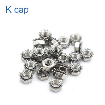 China High reliability K cap material muti-tooth stainless steel lock nut plastic rivet m8 acorn nut for sale